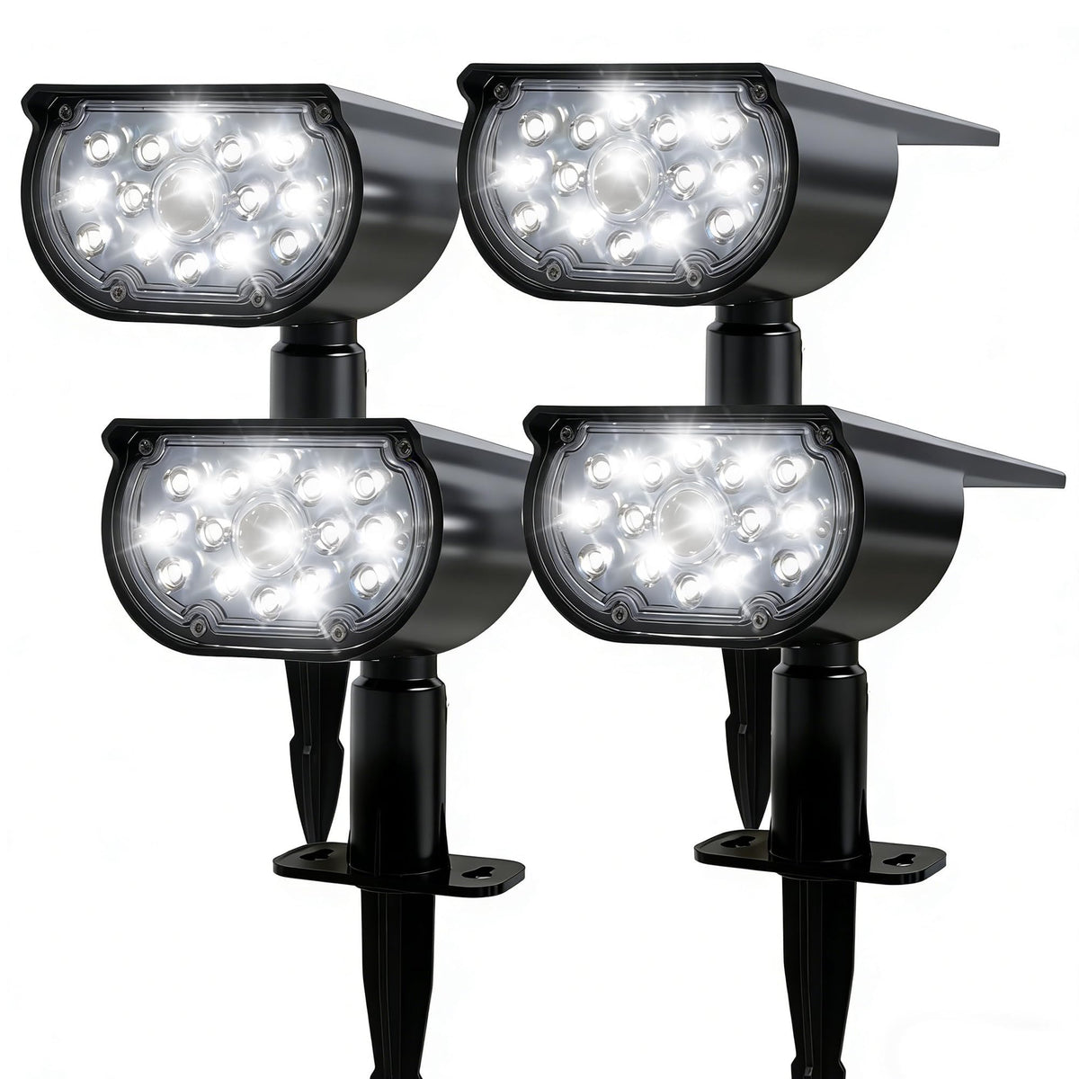 Dazzle Bright Solar Spot Lights Outdoor – 4 Pack with Motion Sensor & 3 Lighting Modes