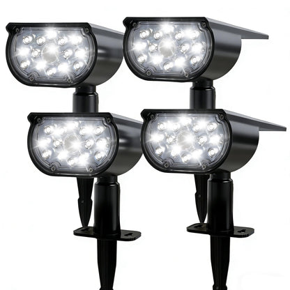 Dazzle Bright Solar Spot Lights Outdoor – 4 Pack with Motion Sensor & 3 Lighting Modes