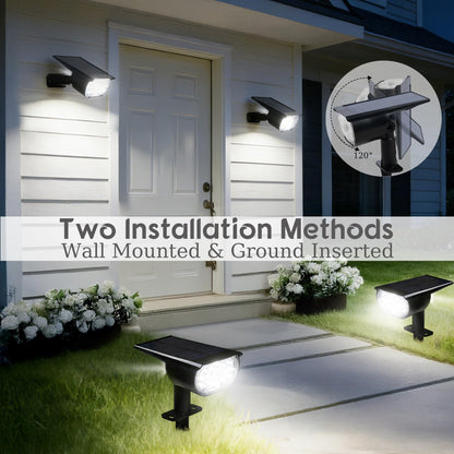 Dazzle Bright Solar Spot Lights Outdoor – 4 Pack with Motion Sensor & 3 Lighting Modes