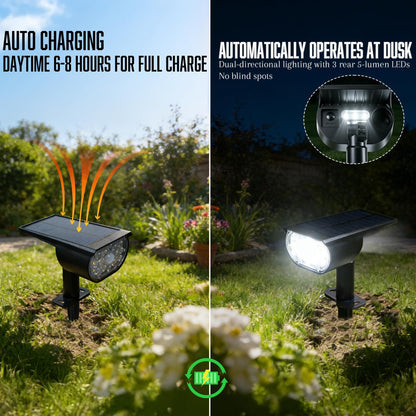 Dazzle Bright Solar Spot Lights Outdoor – 4 Pack with Motion Sensor & 3 Lighting Modes