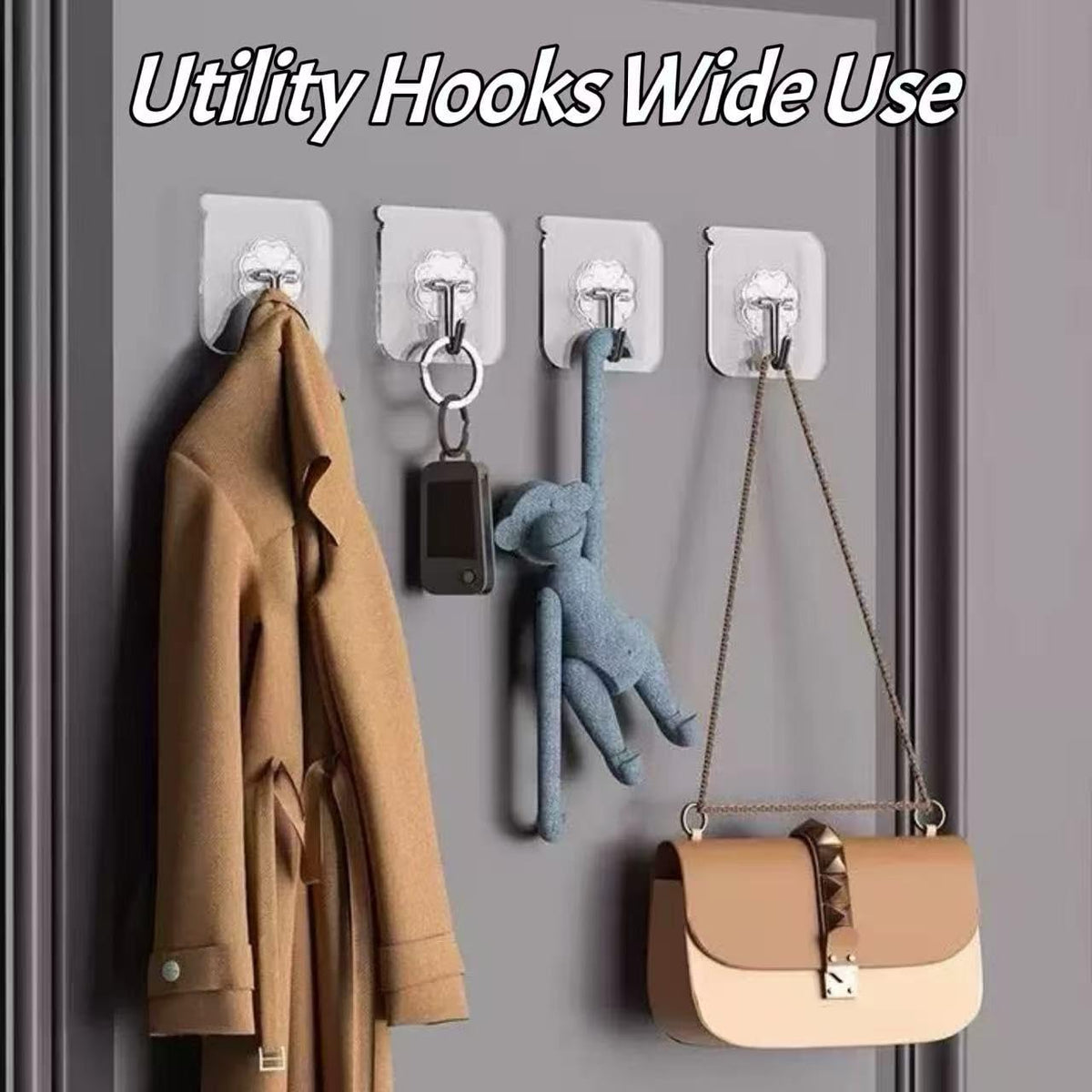 DDMY 36 Pack Heavy Duty Self-Adhesive Wall Hooks – Transparent & Waterproof