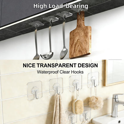 DDMY 36 Pack Heavy Duty Self-Adhesive Wall Hooks – Transparent & Waterproof