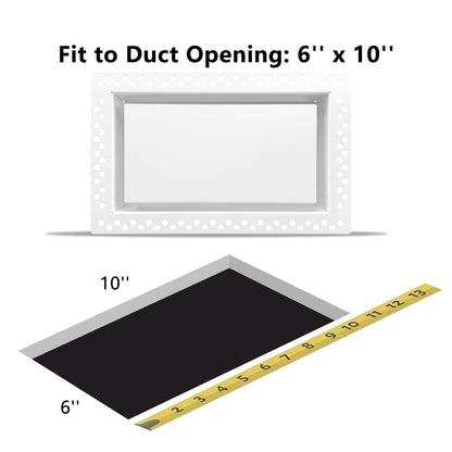 DDPow Flush Wall Vent Cover 6x10 in – Metal, Paintable, Easy Install, White