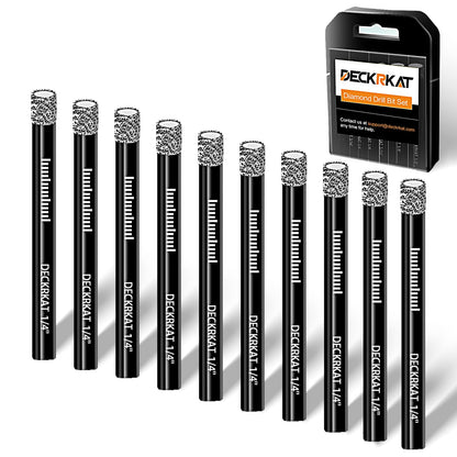DECKRKAT 10-Pack Dry Diamond Drill Bits – 1/4 inch (6mm) Vacuum Brazed Hole Saws for Granite, Tile, Ceramic, Marble, Stone