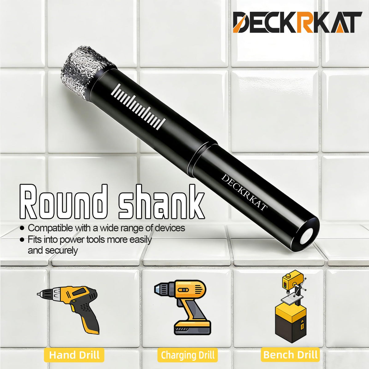 DECKRKAT 10-Pack Dry Diamond Drill Bits – 1/4 inch (6mm) Vacuum Brazed Hole Saws for Granite, Tile, Ceramic, Marble, Stone