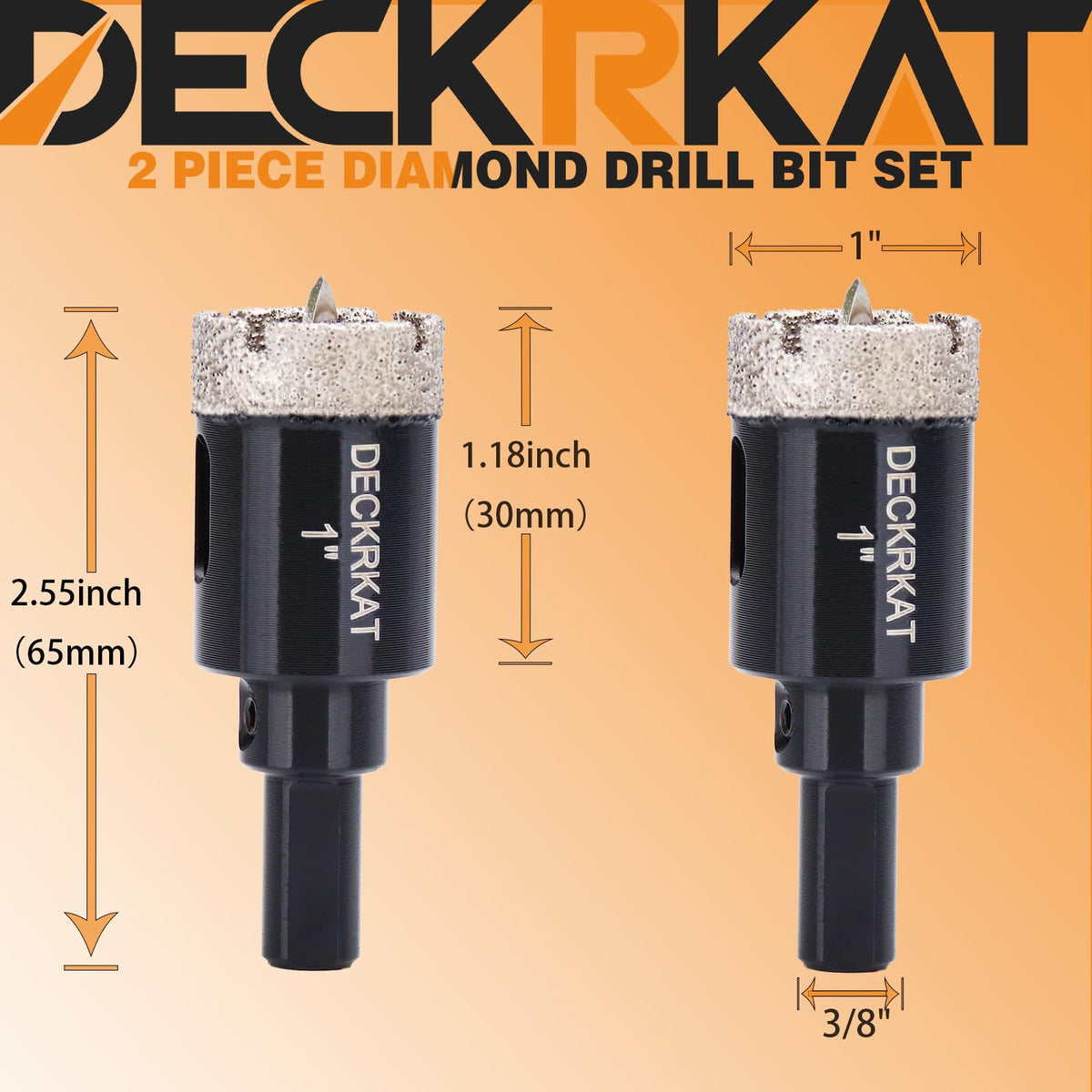 DECKRKAT 1-Inch Diamond Hole Saw Bits with Pilot Drill Bit – 2pc, 25mm