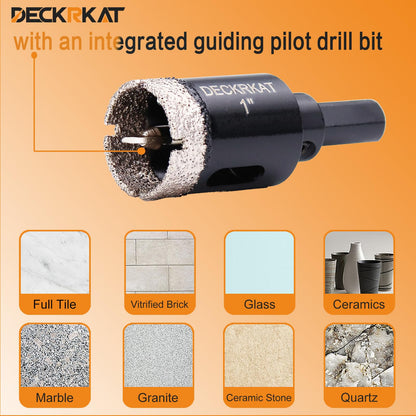 DECKRKAT 1-Inch Diamond Hole Saw Bits with Pilot Drill Bit – 2pc, 25mm