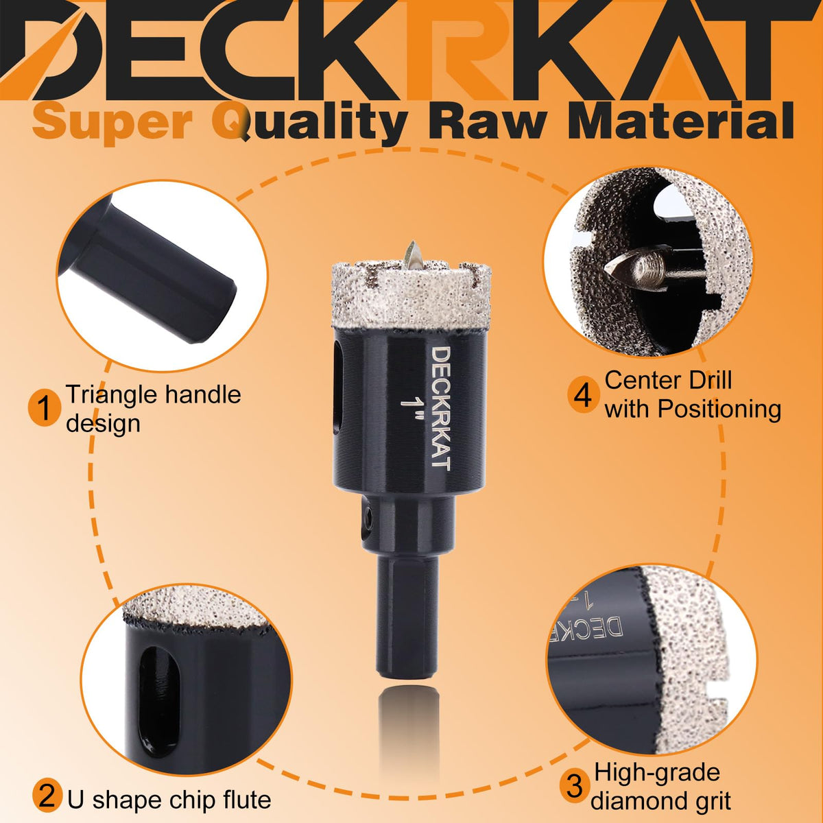 DECKRKAT 1-Inch Diamond Hole Saw Bits with Pilot Drill Bit – 2pc, 25mm