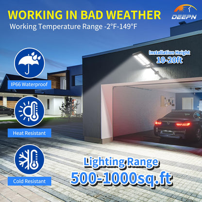 Deepn Solar Lights Outdoor 4-Pack IP66 Flood Lights, Dusk-to-Dawn, Motion Sensor, Remote
