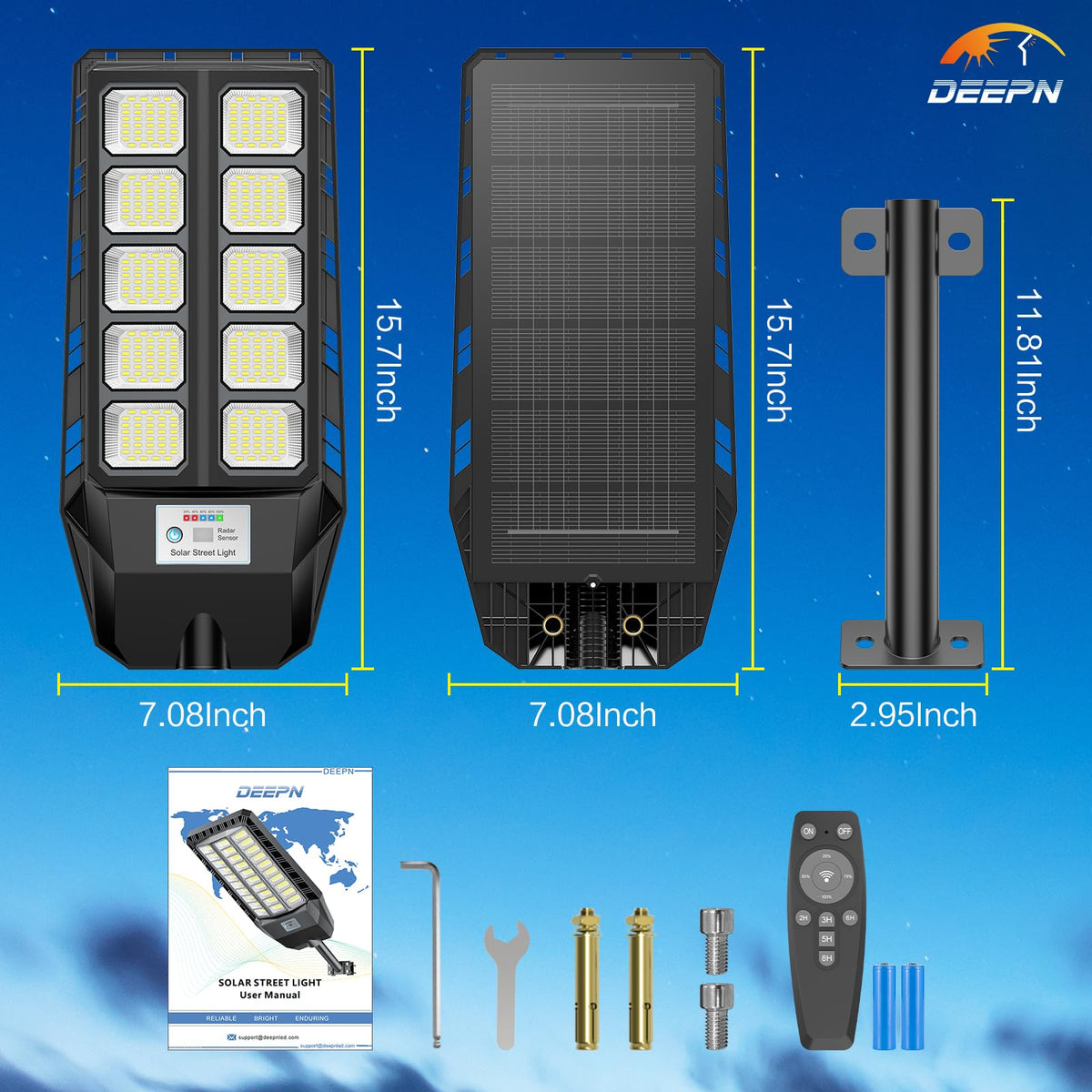 Deepn Solar Lights Outdoor 4-Pack IP66 Flood Lights, Dusk-to-Dawn, Motion Sensor, Remote