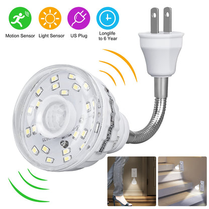 DEKELIY Plug-in Motion Sensor Night Light - 2-Pack, Dusk-to-Dawn PIR LED, 360° Rotating, 5W