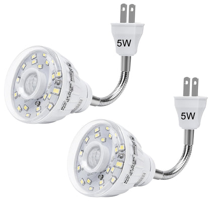 DEKELIY Plug-in Motion Sensor Night Light - 2-Pack, Dusk-to-Dawn PIR LED, 360° Rotating, 5W