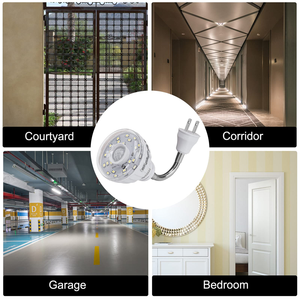 DEKELIY Plug-in Motion Sensor Night Light - 2-Pack, Dusk-to-Dawn PIR LED, 360° Rotating, 5W