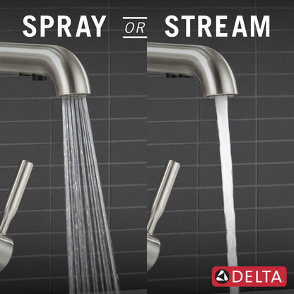 Delta Almari Brushed Nickel Kitchen Faucet with Pull-Out Sprayer | MagnaTite Docking & Diamond Seal