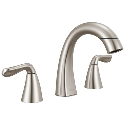 Delta Arvo Brushed Nickel 8-Inch Widespread Faucet with Pull-Down Sprayer | MagnaTite Docking