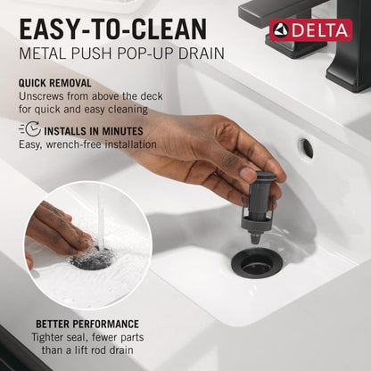 Delta Arvo Centerset Matte Black Bathroom Faucet – 2-Handle, 3-Hole 25840LF-BL