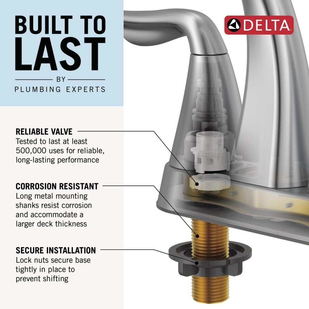 Delta Arvo Centerset Matte Black Bathroom Faucet – 2-Handle, 3-Hole 25840LF-BL