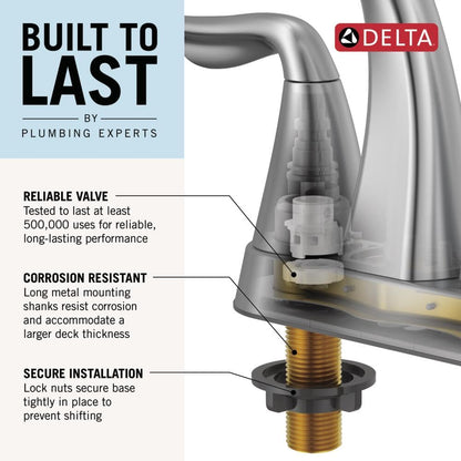 Delta Arvo Centerset Matte Black Bathroom Faucet – 2-Handle, 3-Hole 25840LF-BL