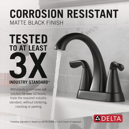 Delta Arvo Centerset Matte Black Bathroom Faucet – 2-Handle, 3-Hole 25840LF-BL