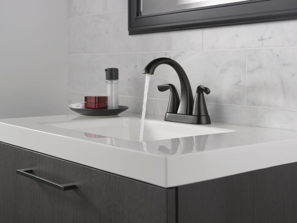 Delta Arvo Centerset Matte Black Bathroom Faucet – 2-Handle, 3-Hole 25840LF-BL