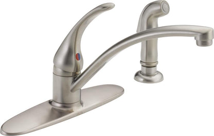 Delta Foundations Brushed Nickel Kitchen Faucet with Side Sprayer — 4-Hole, Single-Handle | B4410LF-SS