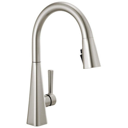 Delta Lenta Brushed Nickel Kitchen Faucet — Pull-Down Sprayer, Single-Hole, SpotShield (19802Z-SP-DST)