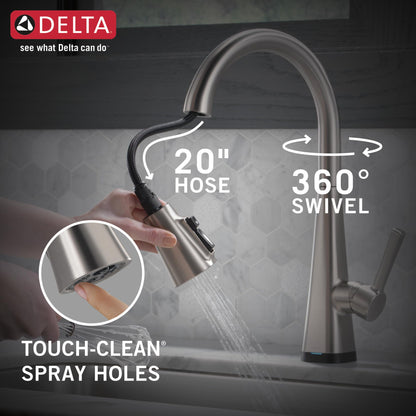 Delta Lenta Touch Kitchen Faucet Brushed Nickel — Touch2O, ShieldSpray & Diamond Seal