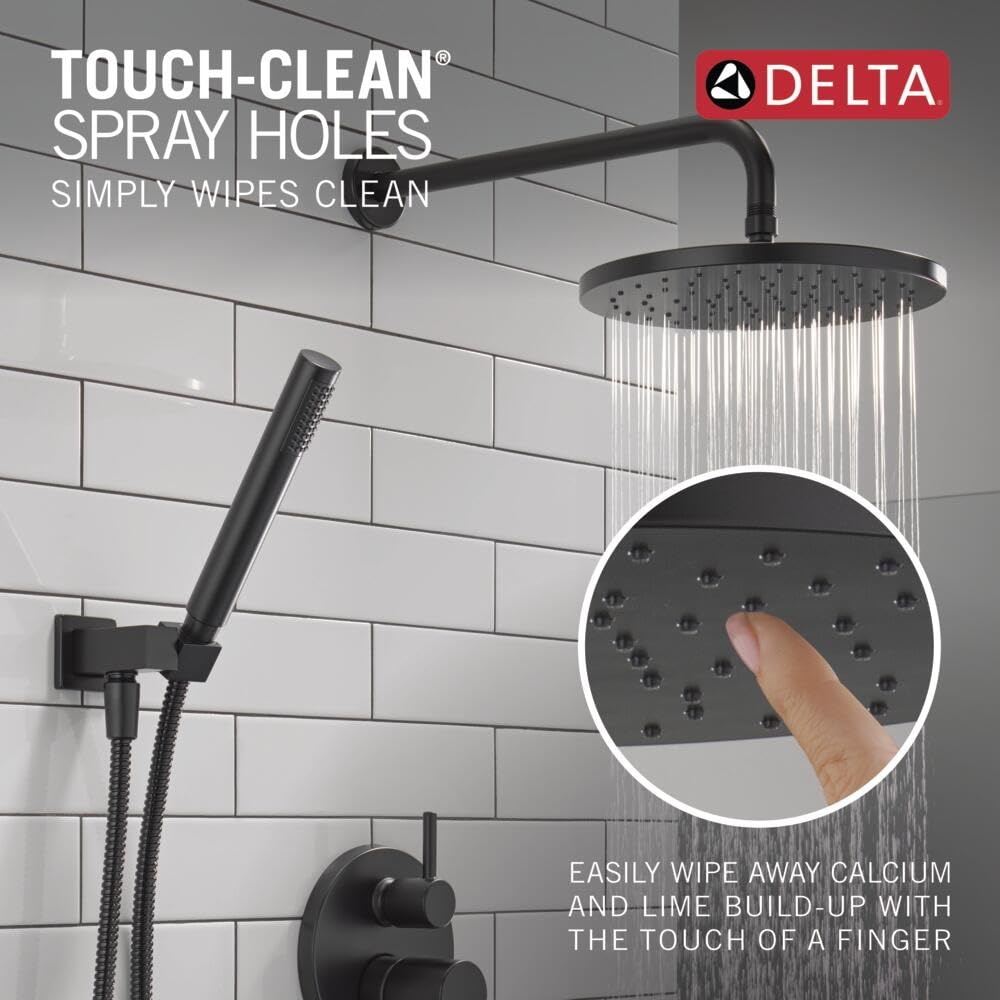 Delta Modern 14 Series Rain Shower System – Matte Black, 10-Inch