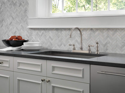 Delta Windemere Brushed Nickel Kitchen Faucet with Side Sprayer, 4-Hole Installation