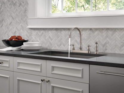 Delta Windemere Brushed Nickel Kitchen Faucet with Side Sprayer, 4-Hole Installation