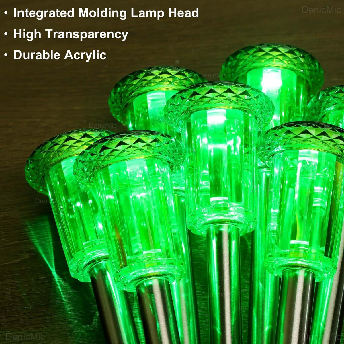 DenicMic Solar Lights Outdoor 10-Pack Green LED Stainless Steel Stakes