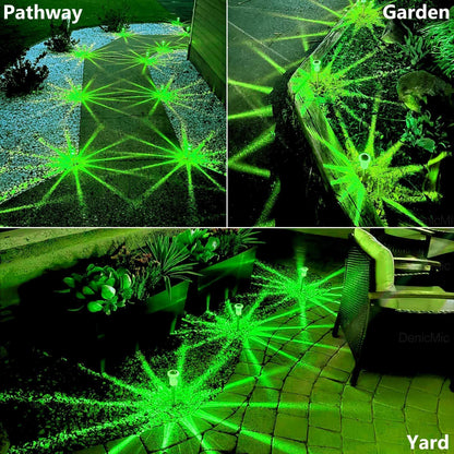 DenicMic Solar Lights Outdoor 10-Pack Green LED Stainless Steel Stakes