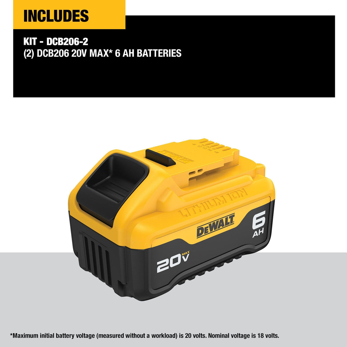 DEWALT 20V MAX XR 6Ah Battery Pack DCB206-2 – Premium 2-Pack, Fast Charge