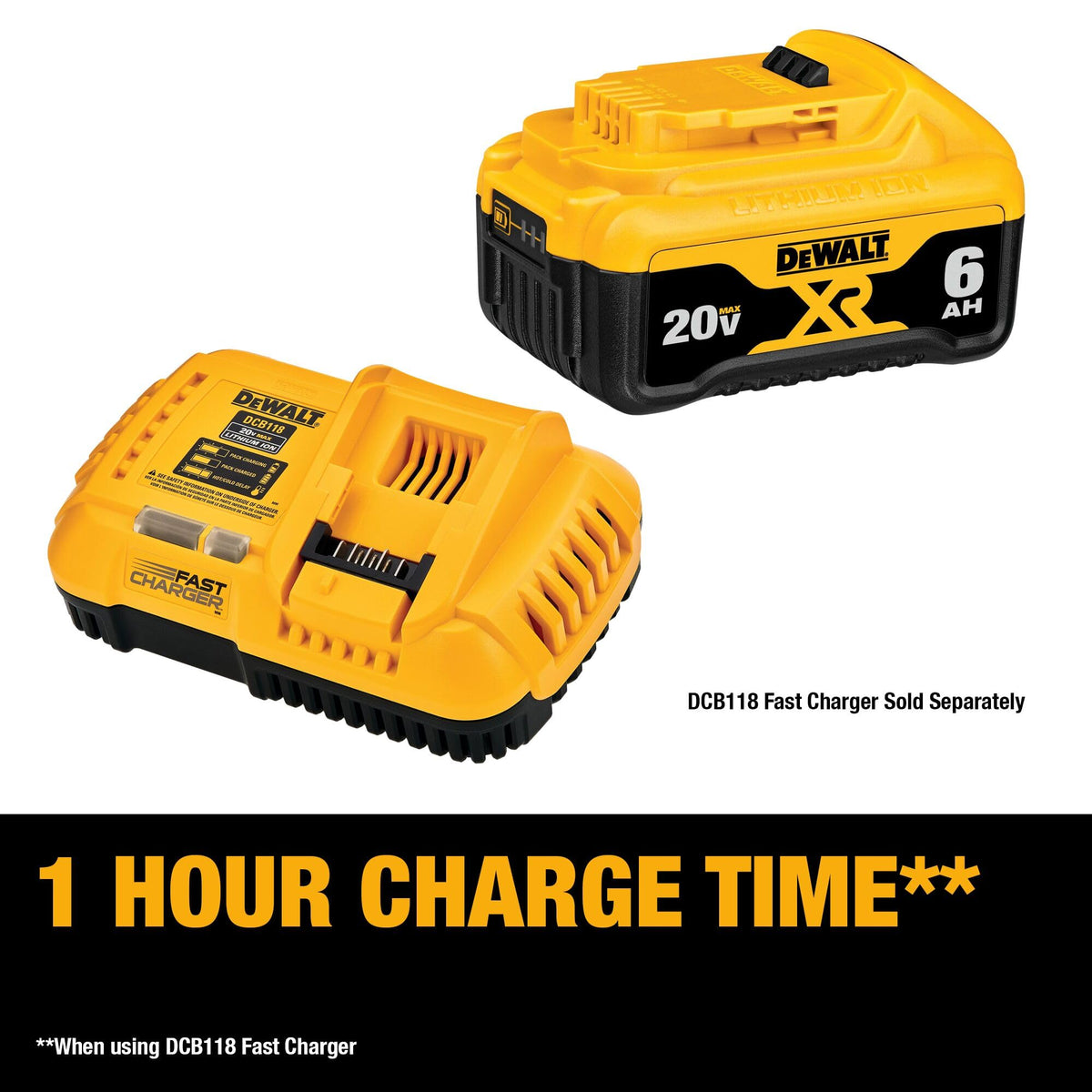 DEWALT 20V MAX XR 6Ah Battery Pack DCB206-2 – Premium 2-Pack, Fast Charge