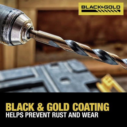 DEWALT Drill Bit Set 21 Pc – Black & Gold Oxide Coated, 135° Split Point (DWA1181)