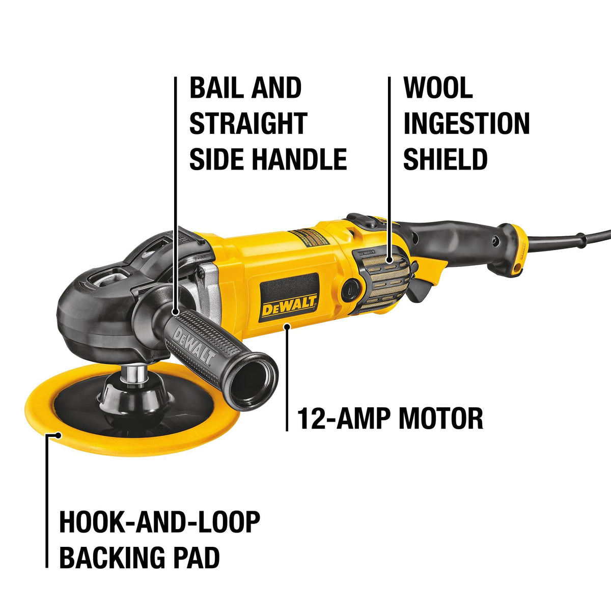 DEWALT Buffer Polisher DWP849X – 7-In/9-In, 12 Amp, Variable Speed 0–3,500 RPM