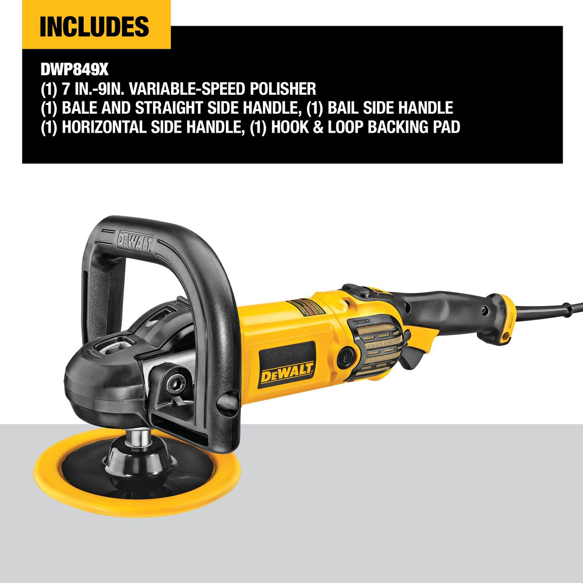 DEWALT Buffer Polisher DWP849X – 7-In/9-In, 12 Amp, Variable Speed 0–3,500 RPM