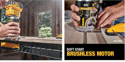 DEWALT DCW600B 20V MAX XR CMPCT Fixed Base Router | Cordless Precision for Trim & Edge Work