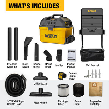 DEWALT DXV06G 6-Gallon Wall-Mounted Wet/Dry Vacuum — 5 Peak HP