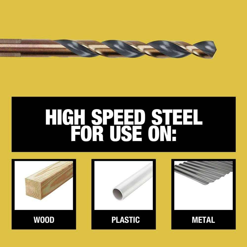 DEWALT Drill Bit Set 21 Pc – Black & Gold Oxide Coated, 135° Split Point (DWA1181)