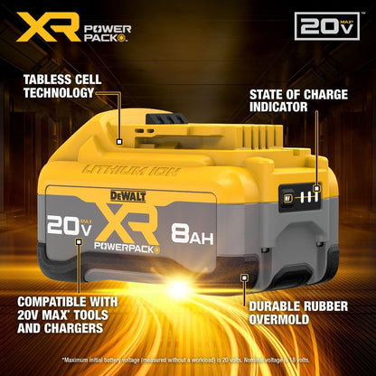 DEWALT 20V MAX XR 8Ah Powerpack Battery, 2-Pack (DCB2108-2)