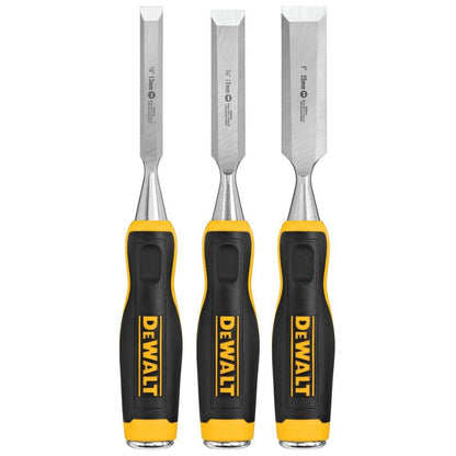 DEWALT Pro Wood Chisel Set 3 Piece – Durable Carbon-Steel Blades, Ergonomic Handle