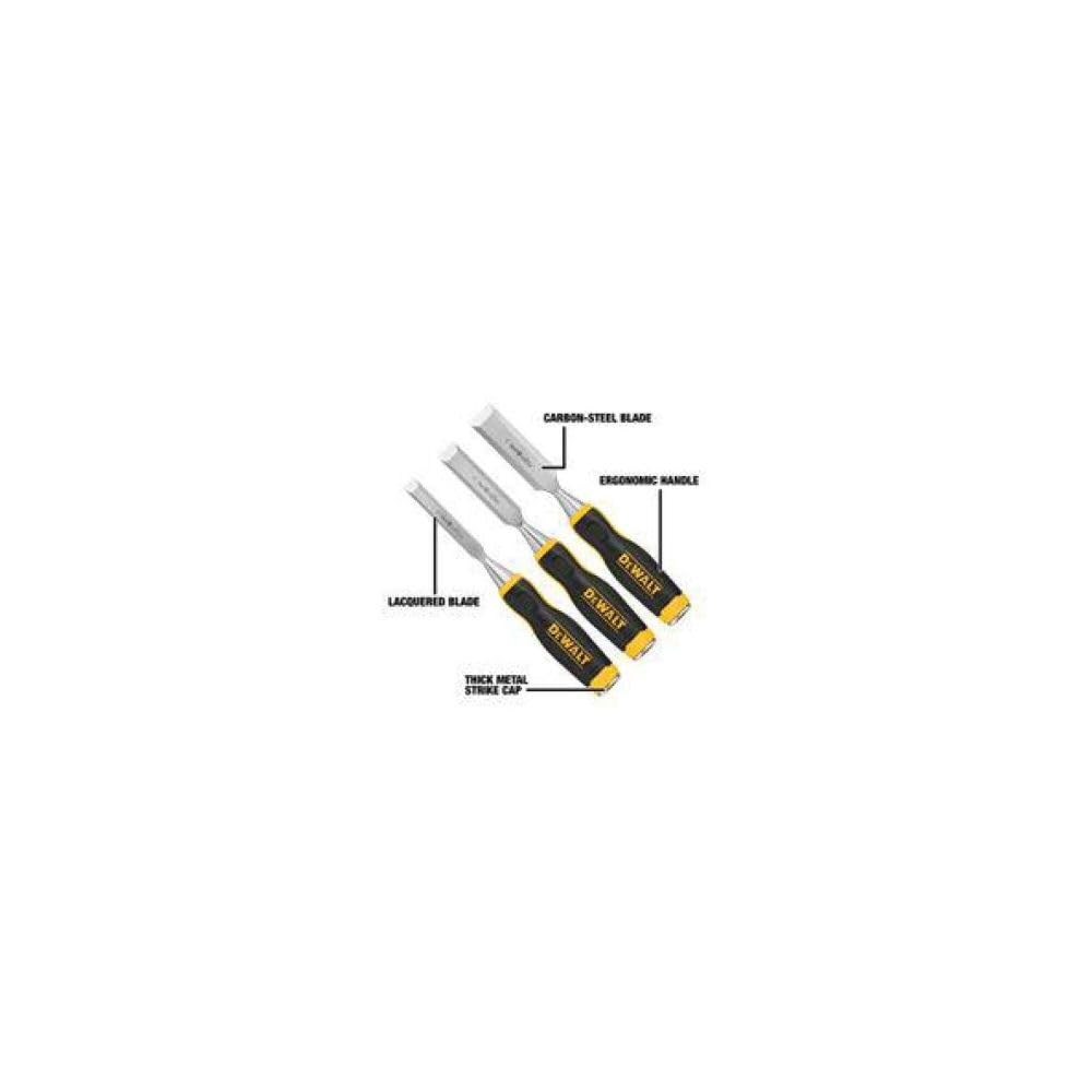 DEWALT Pro Wood Chisel Set 3 Piece – Durable Carbon-Steel Blades, Ergonomic Handle