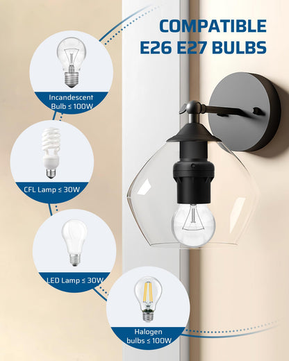 DEWENWILS Dusk-to-Dawn Light Sensor Socket – E26/E27, 2 Pack, Black