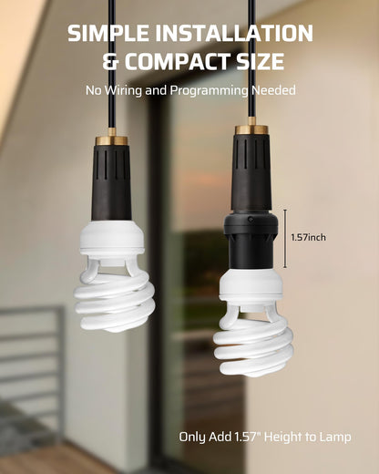 DEWENWILS Dusk-to-Dawn Light Sensor Socket – E26/E27, 2 Pack, Black
