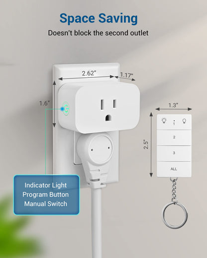 DEWENWILS Wireless Remote Control Outlet – 1 Transmitter, 3 Receivers, 100 ft Range, 125V/15A