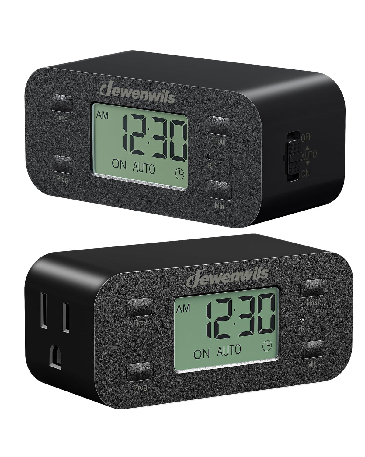 DEWENWILS 24-Hour Programmable Timer Outlet – 2 Pack, 125V/15A, Grounded, Indoor Use
