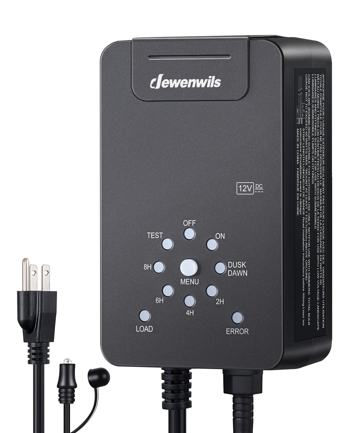 DEWENWILS 60W Low Voltage Transformer – 12V DC, Dusk-to-Dawn Sensor, Timer, Weatherproof