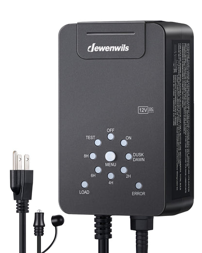 DEWENWILS 60W Low Voltage Transformer – 12V DC, Dusk-to-Dawn Sensor, Timer, Weatherproof