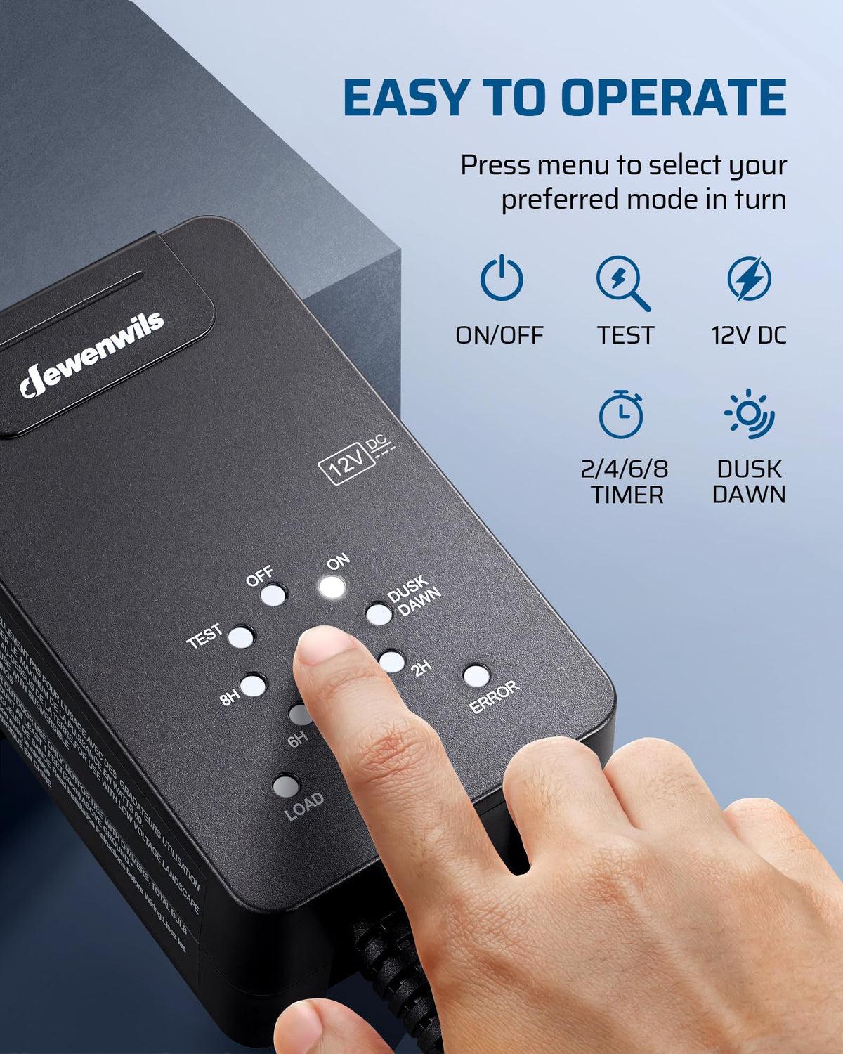 DEWENWILS 60W Low Voltage Transformer – 12V DC, Dusk-to-Dawn Sensor, Timer, Weatherproof